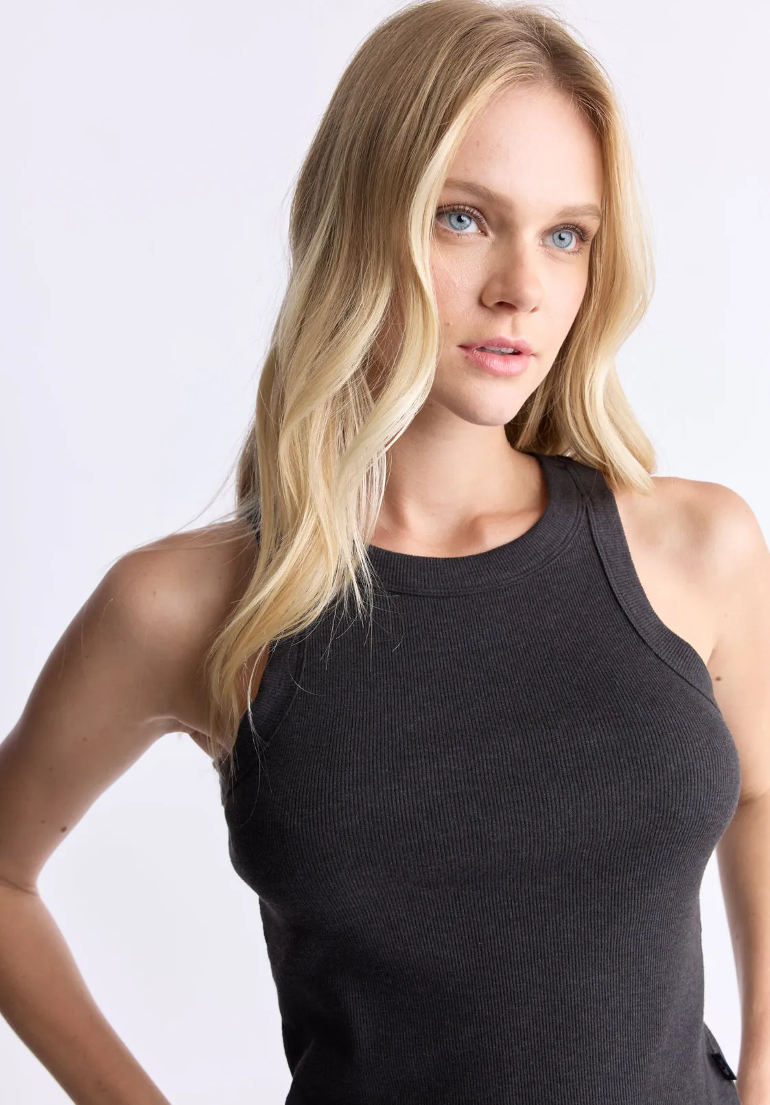 Regine Women's Ribbed Tank Top, Carbon Black - KT0119H sold by Buffalo David Bitton product image thumbnail 3