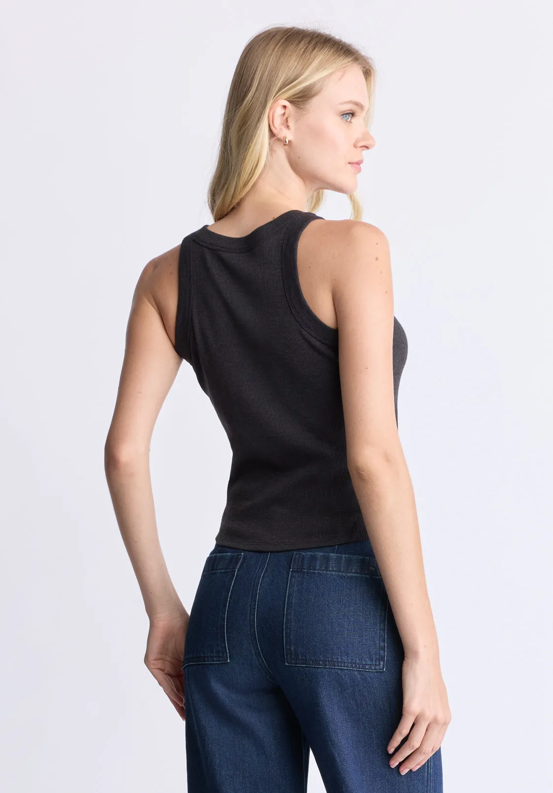 Regine Women's Ribbed Tank Top, Carbon Black - KT0119H sold by Buffalo David Bitton product image thumbnail 5