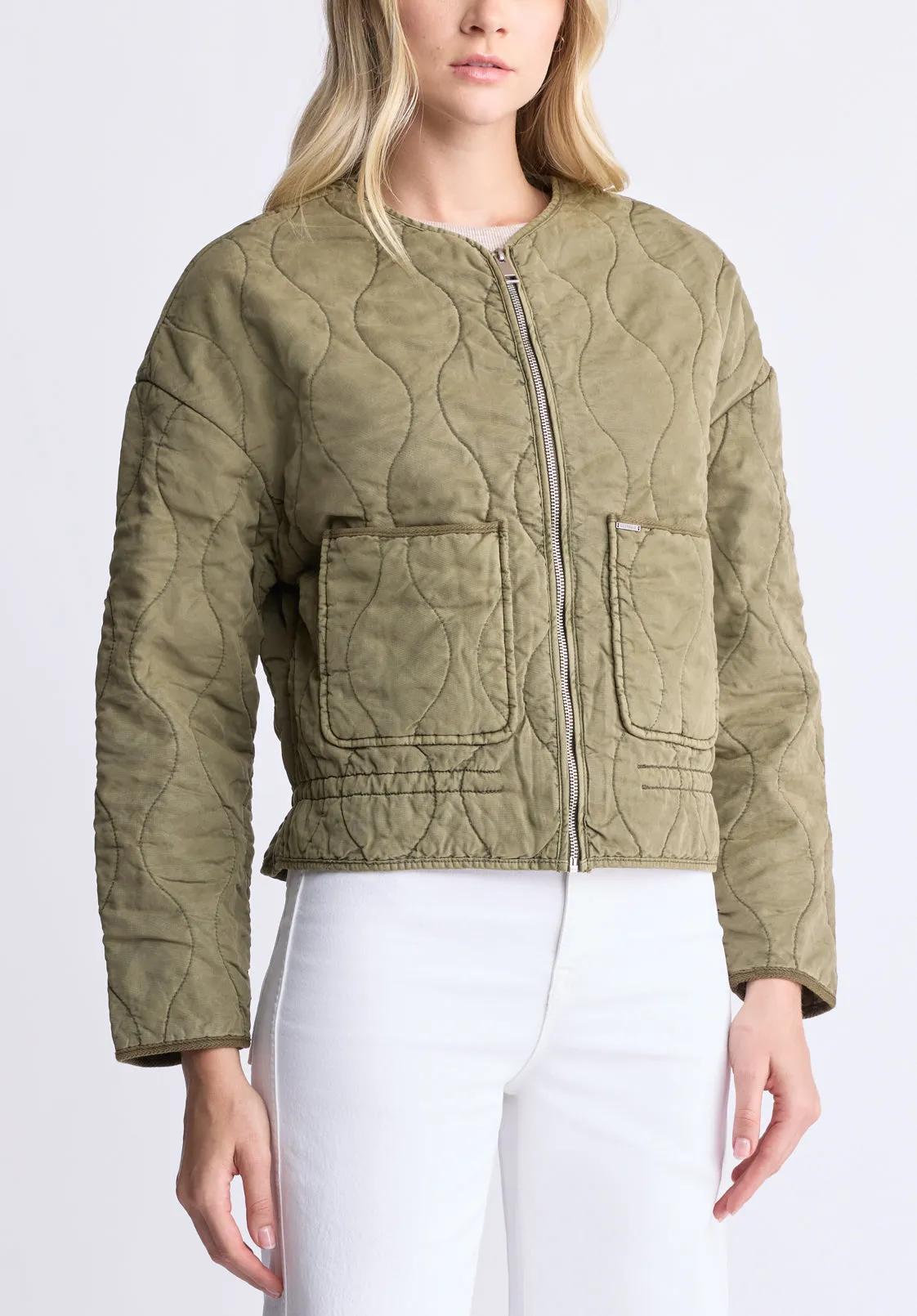Annalee Women's Quilted Cropped Jacket, Olive green - JK0025H sold by Buffalo David Bitton