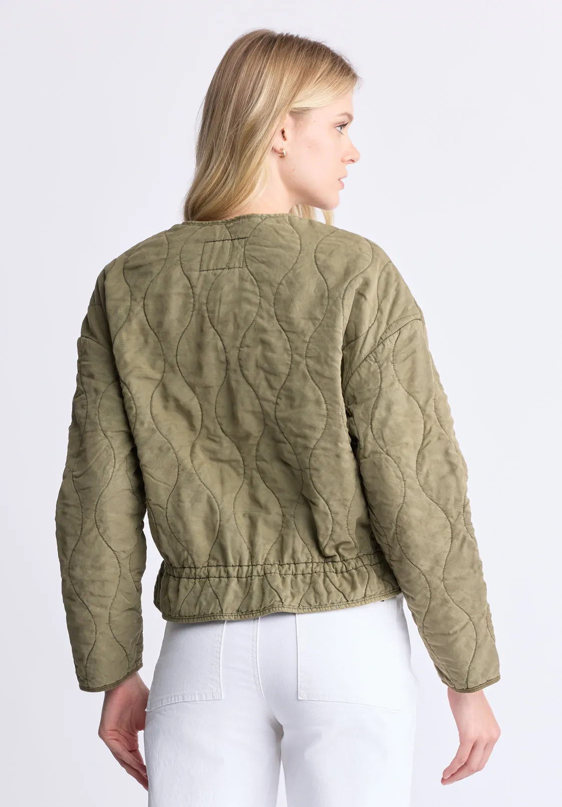 Annalee Women's Quilted Cropped Jacket, Olive green - JK0025H sold by Buffalo David Bitton product image thumbnail 4