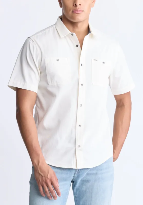 Sagrino Men's Short-Sleeve Utility Shirt, Milk - BM24501 sold by Buffalo David Bitton