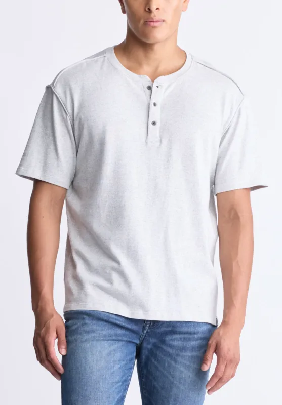 Kitfom Men's Short-Sleeve Henley Top, Heather Grey - BM24519 sold by Buffalo David Bitton