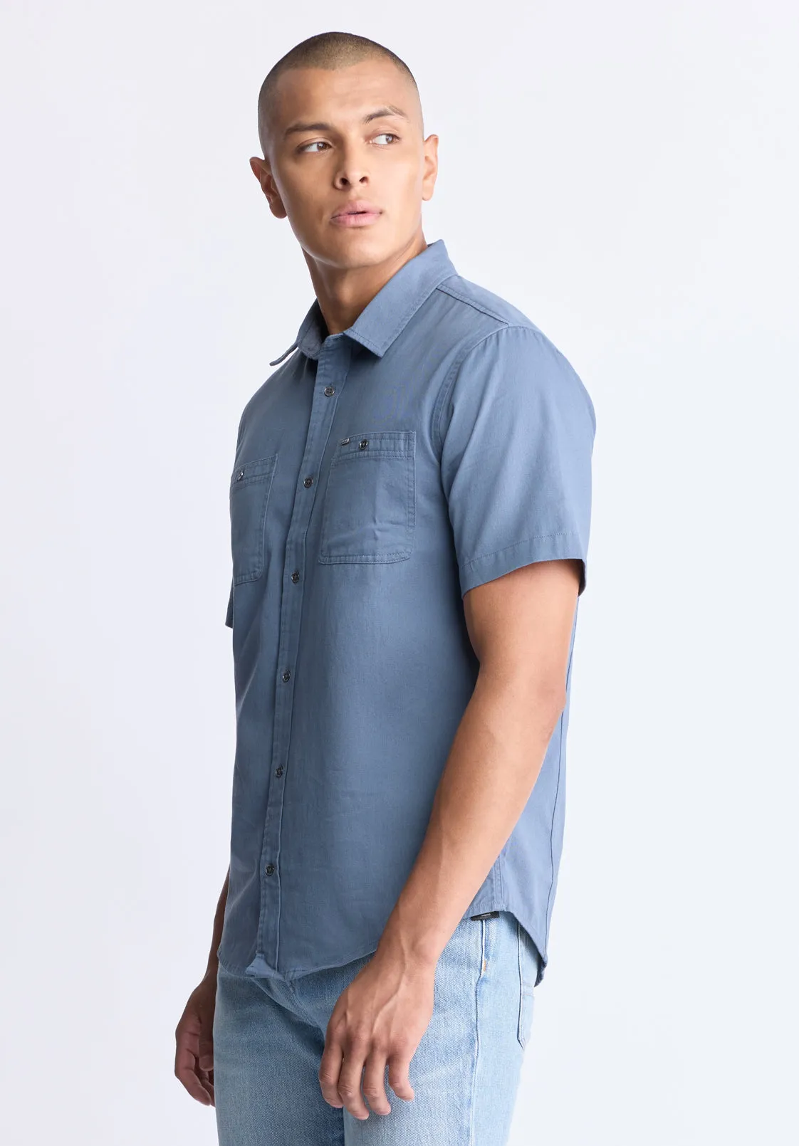 Sagrino Men's Short-Sleeve Utility Shirt, Mirage Blue - BM24501 sold by Buffalo David Bitton product image thumbnail 3