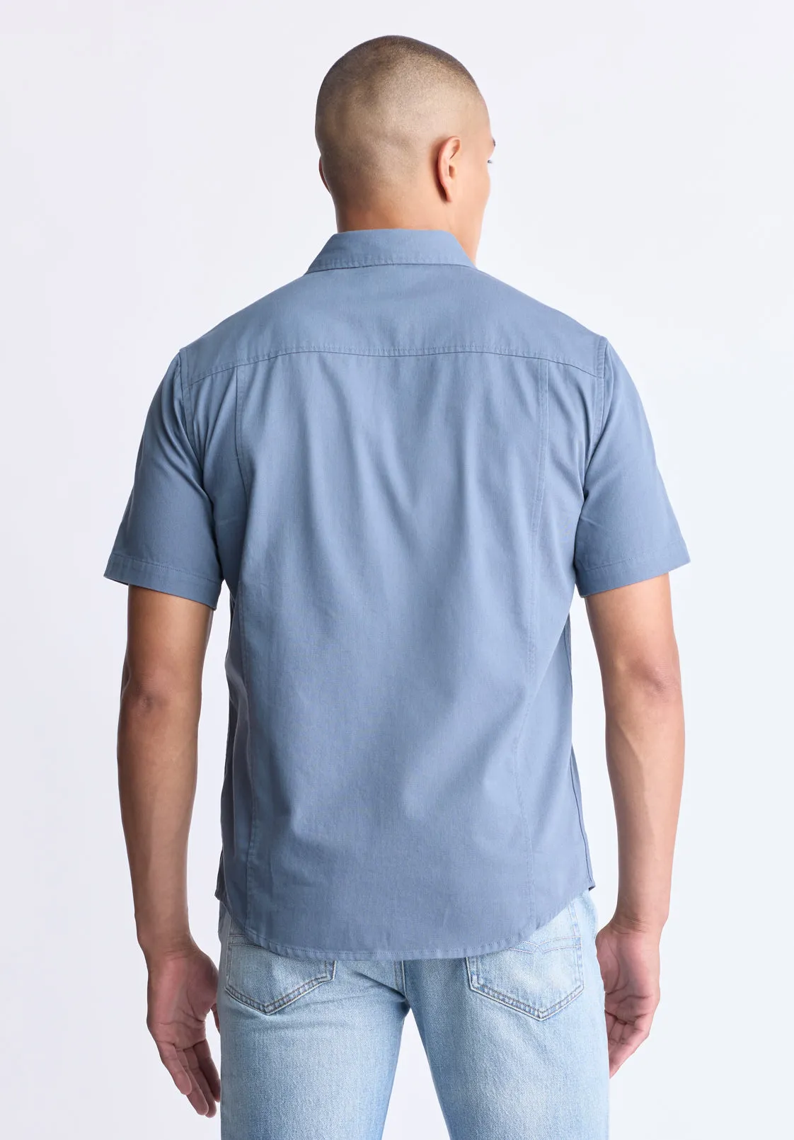 Sagrino Men's Short-Sleeve Utility Shirt, Mirage Blue - BM24501 sold by Buffalo David Bitton product image thumbnail 4