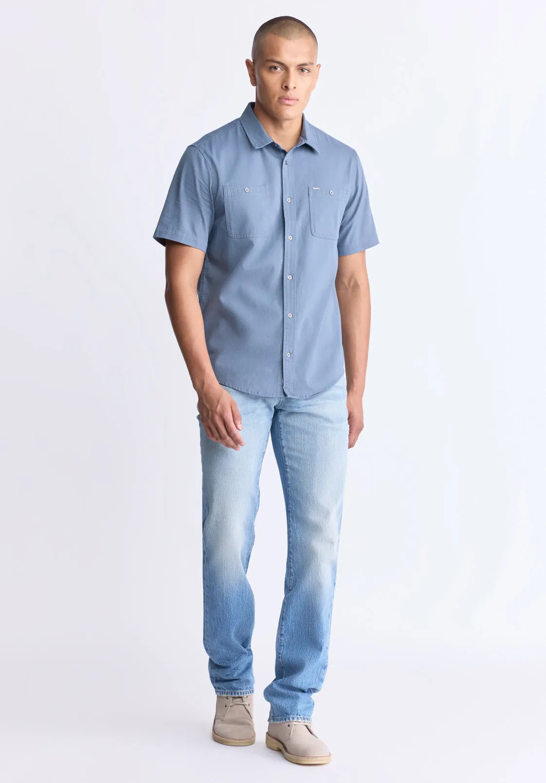 Sagrino Men's Short-Sleeve Utility Shirt, Mirage Blue - BM24501 sold by Buffalo David Bitton product image thumbnail 5