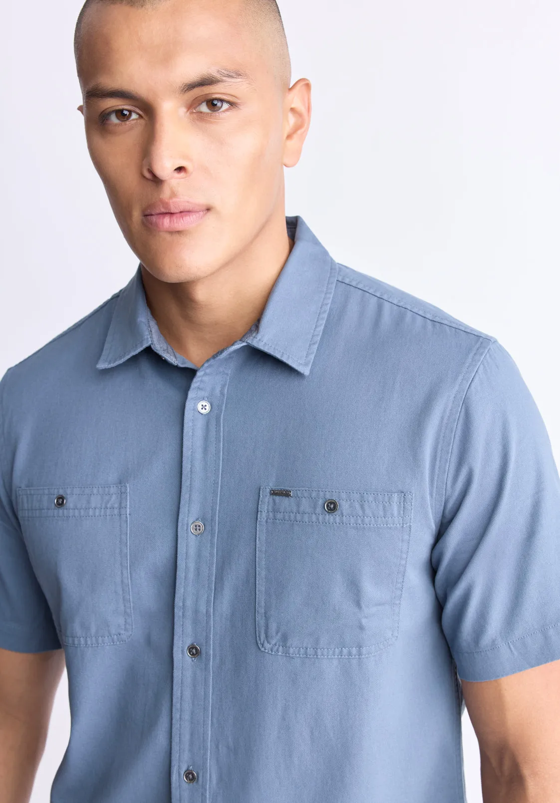 Sagrino Men's Short-Sleeve Utility Shirt, Mirage Blue - BM24501 sold by Buffalo David Bitton product image thumbnail 2