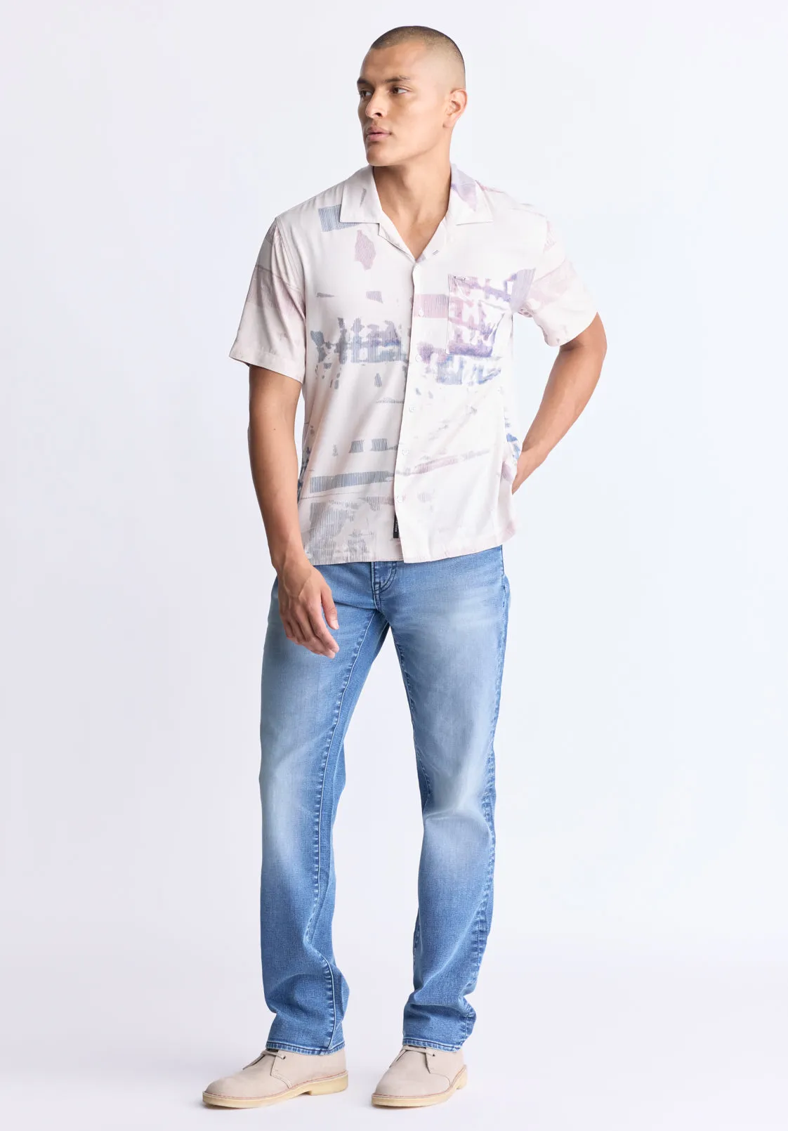 Sabob Men's Abstract Print Short-Sleeve Shirt, Moonbeam Beige - BM24523 sold by Buffalo David Bitton product image thumbnail 5