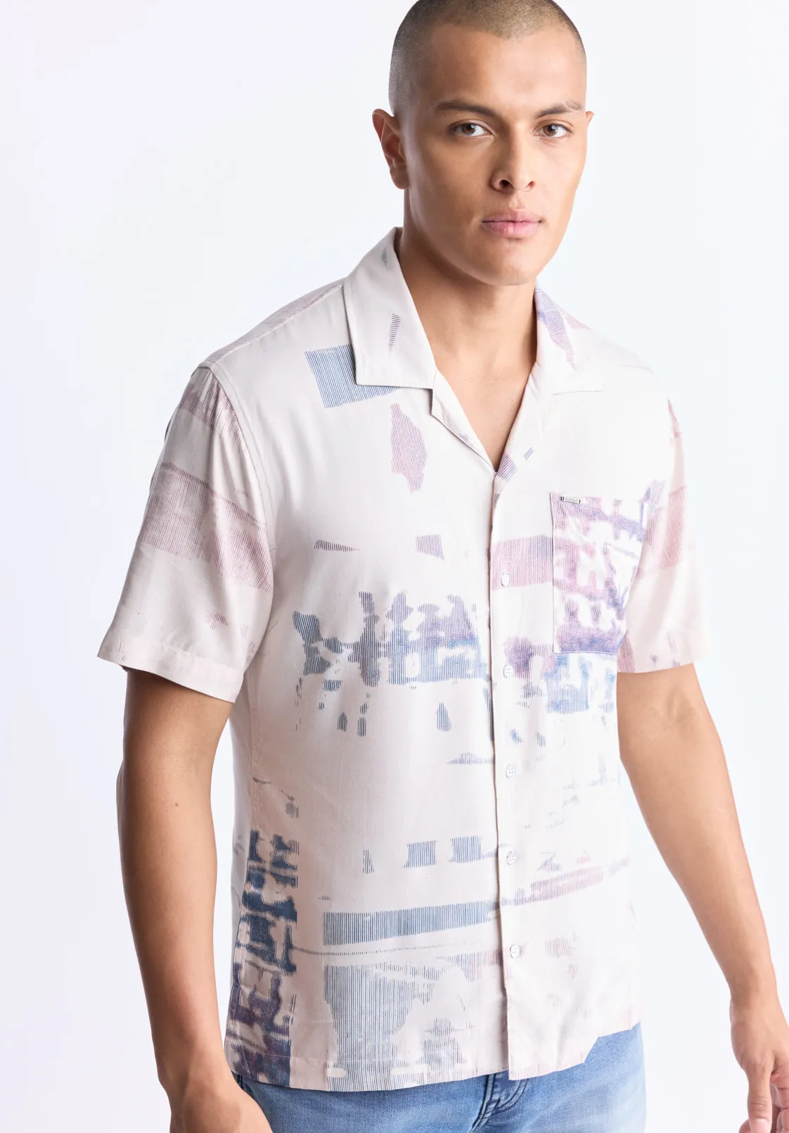 Sabob Men's Abstract Print Short-Sleeve Shirt, Moonbeam Beige - BM24523 sold by Buffalo David Bitton product image thumbnail 2