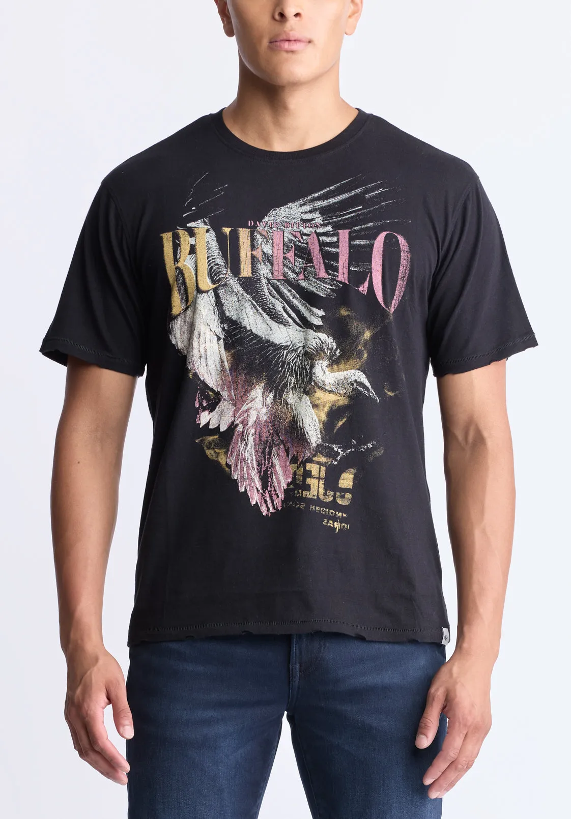 Takuma Men's Graphic Eagle Print T-Shirt, Black - BM24506 sold by Buffalo David Bitton