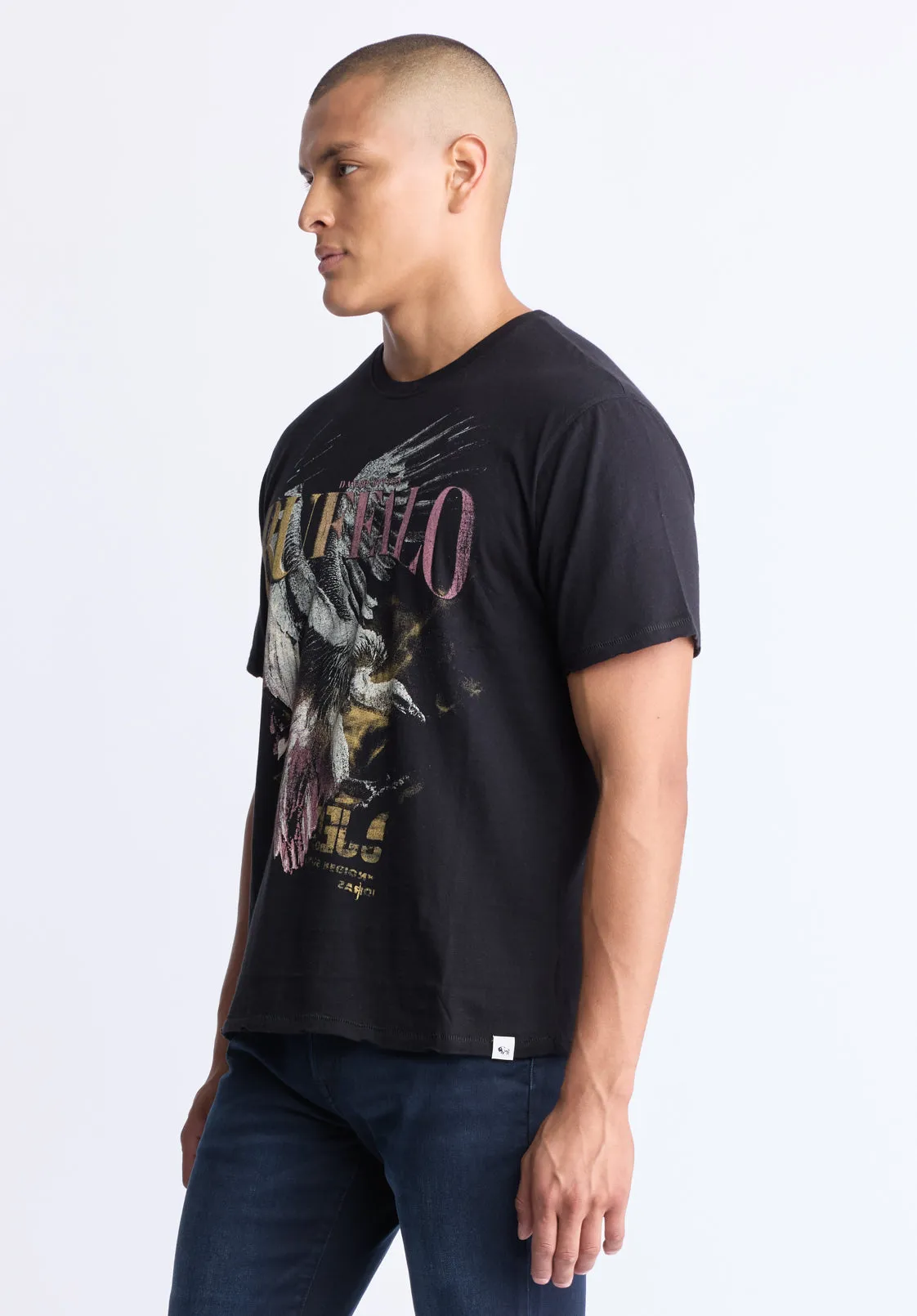 Takuma Men's Graphic Eagle Print T-Shirt, Black - BM24506 sold by Buffalo David Bitton product image thumbnail 3