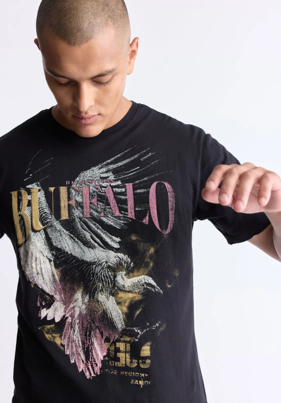 Takuma Men's Graphic Eagle Print T-Shirt, Black - BM24506 sold by Buffalo David Bitton product image thumbnail 2