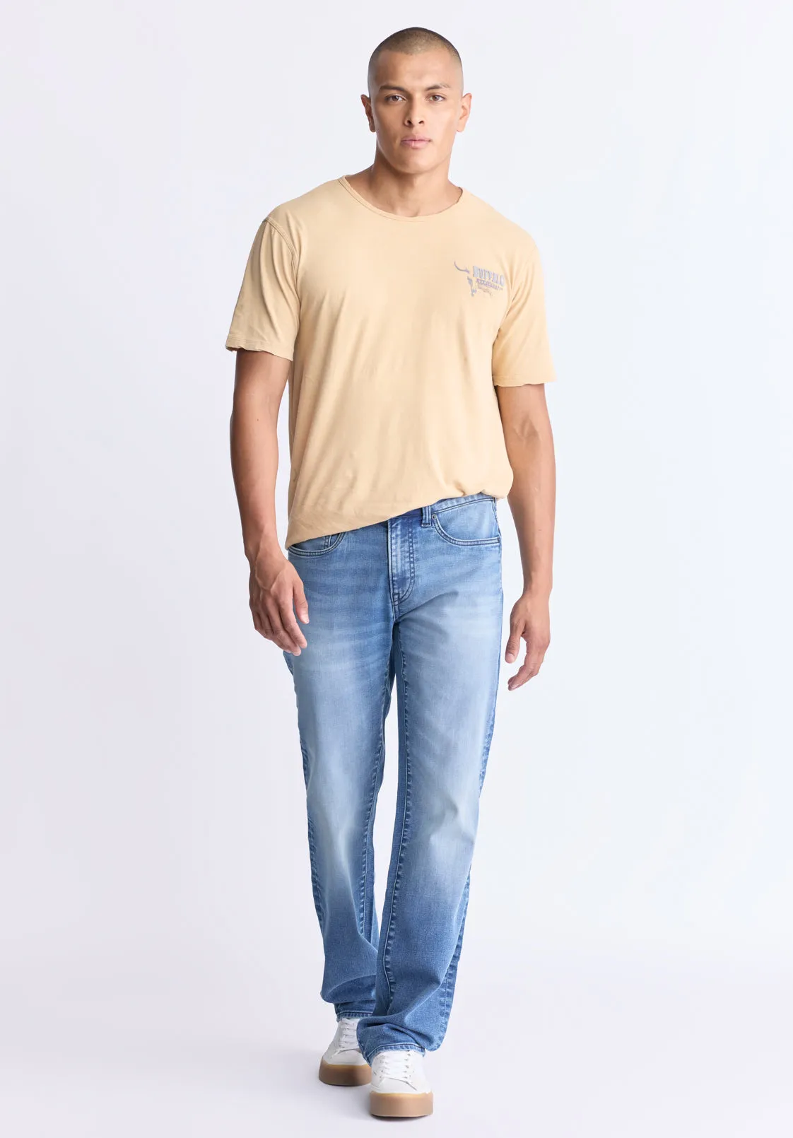 Tivis Men's Distressed Buffalo Graphic T-Shirt with Back Print, Curry - BM24510 sold by Buffalo David Bitton product image thumbnail 5