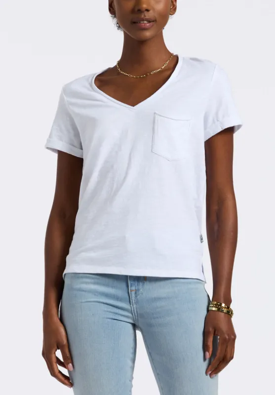 Moxie Women's Slub Knit V-Neck T-Shirt, White - KT0179P sold by Buffalo David Bitton