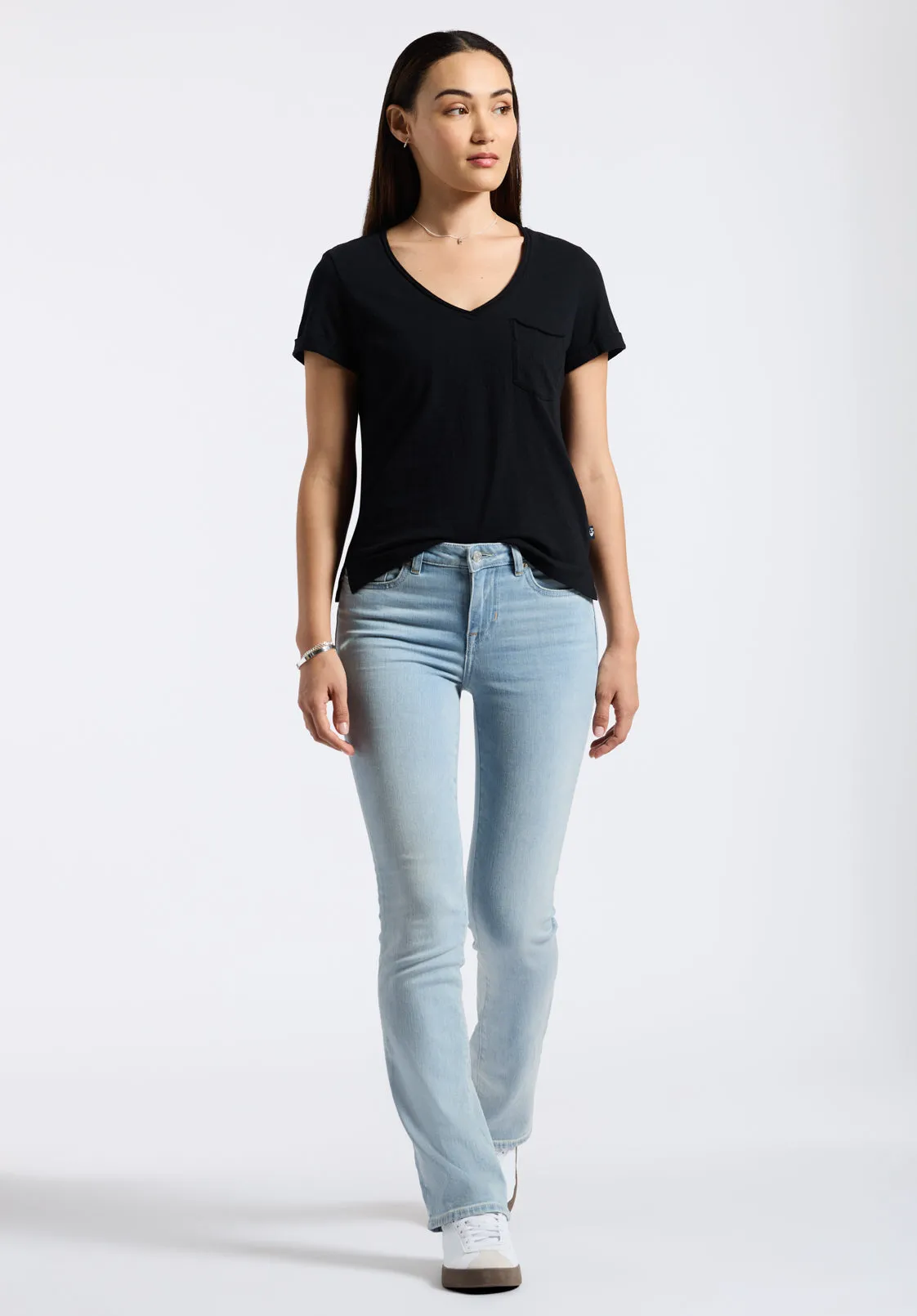 Moxie Women's Slub Knit V-Neck T-Shirt, Black - KT0179P sold by Buffalo David Bitton product image thumbnail 5