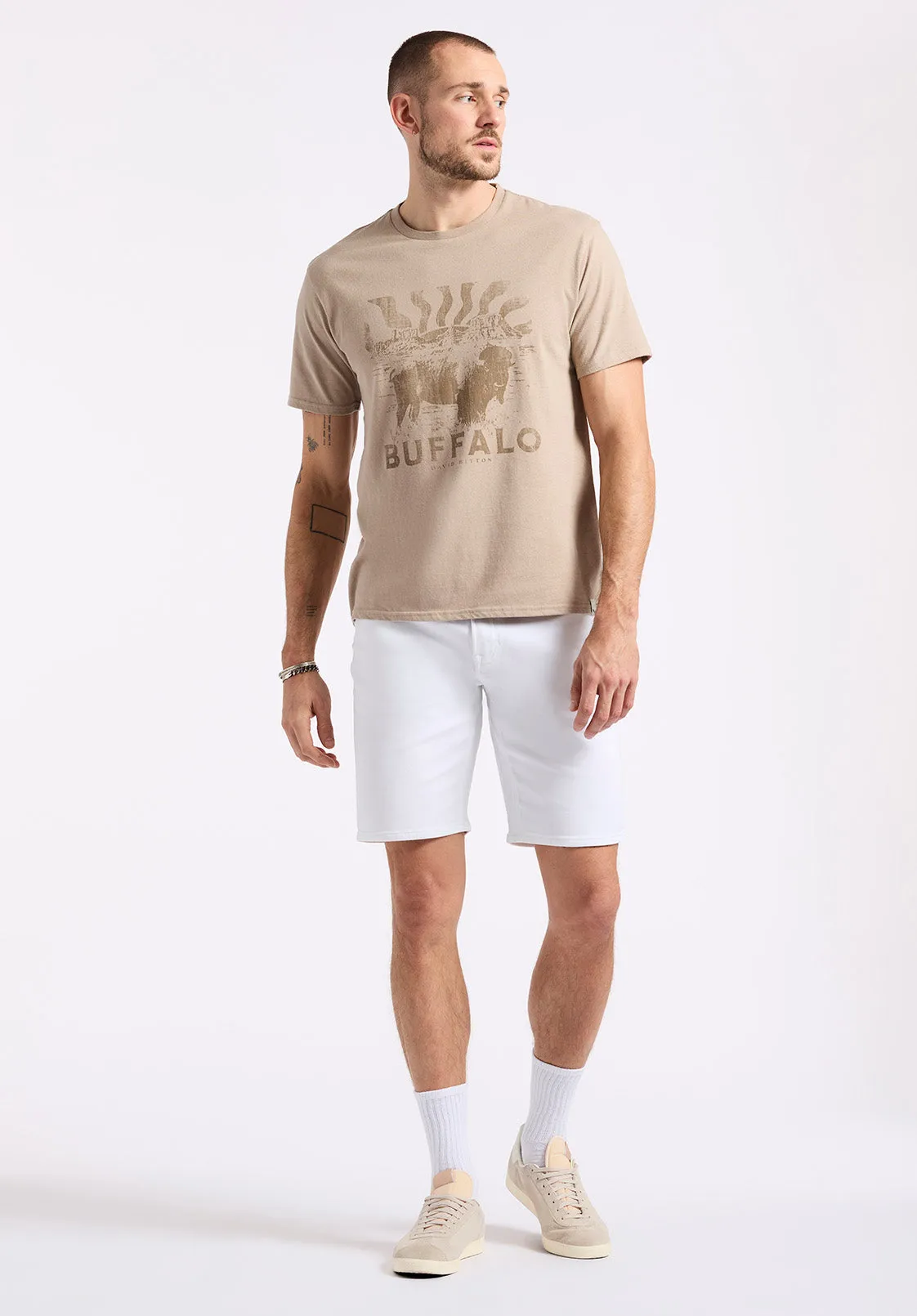 Tison Men's Graphic T-Shirt with Buffalo Print, Tuffet Beige - BM24645 sold by Buffalo David Bitton product image thumbnail 5