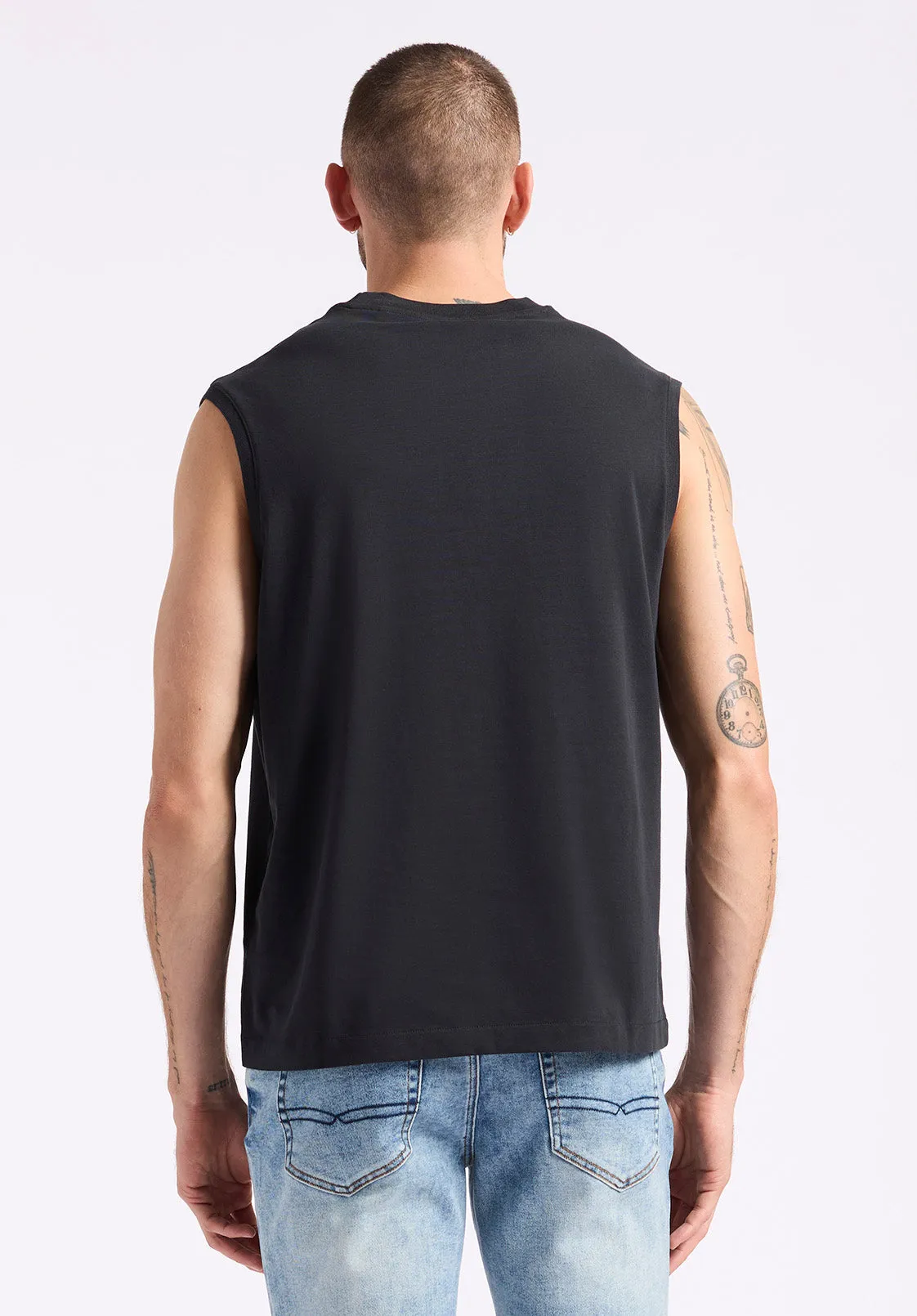 Kingster Men's Relaxed Fit Jersey Tank Top, Black - BM24601 sold by Buffalo David Bitton product image thumbnail 4