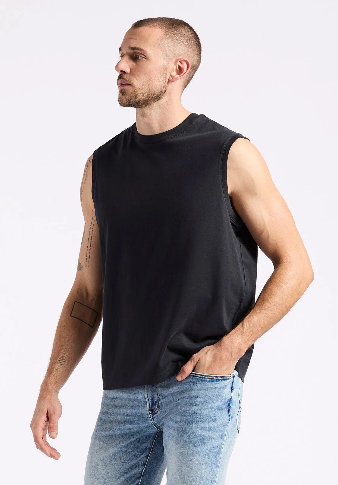 Kingster Men's Relaxed Fit Jersey Tank Top, Black - BM24601 sold by Buffalo David Bitton product image thumbnail 3