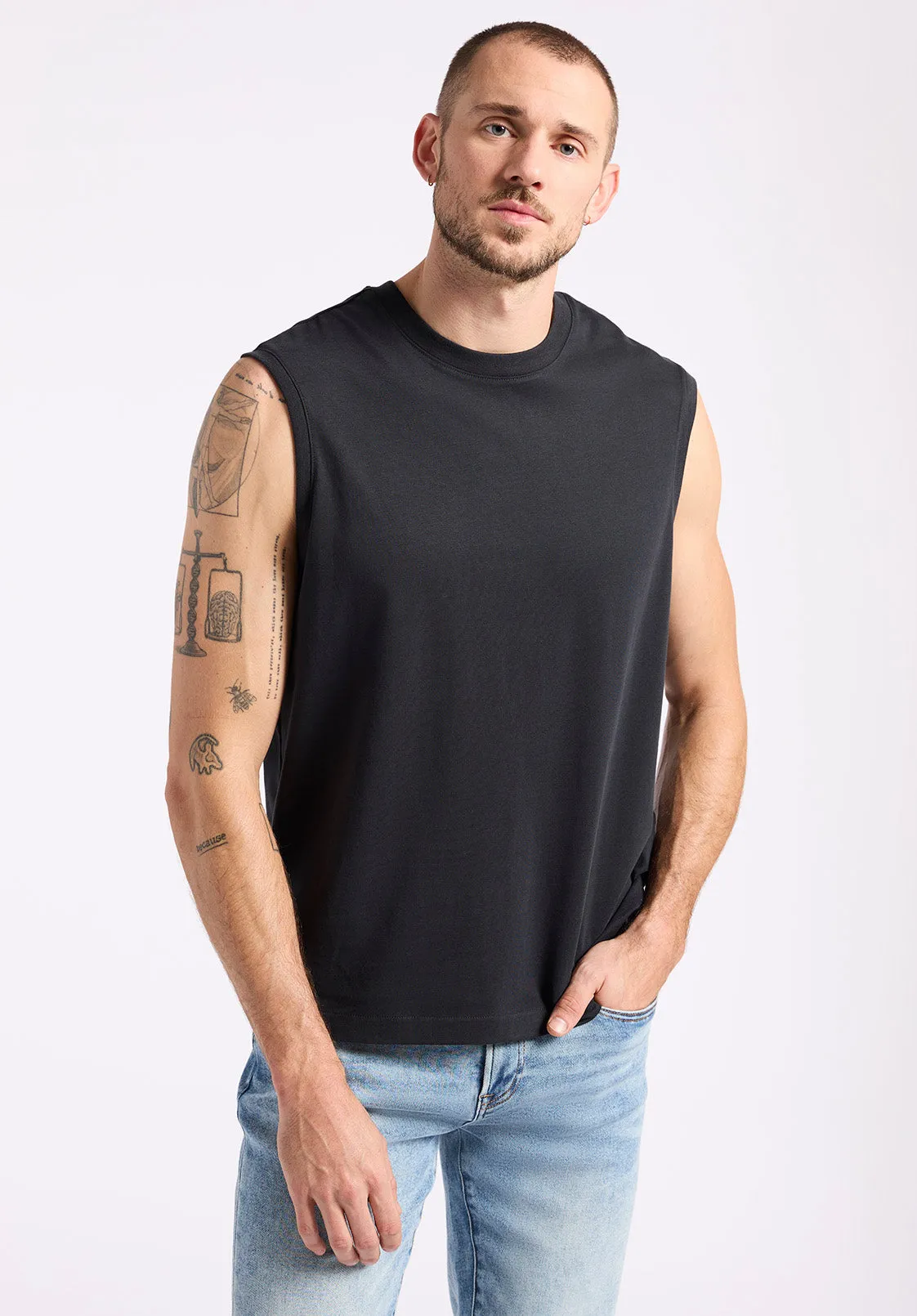 Kingster Men's Relaxed Fit Jersey Tank Top, Black - BM24601 sold by Buffalo David Bitton product image thumbnail 2