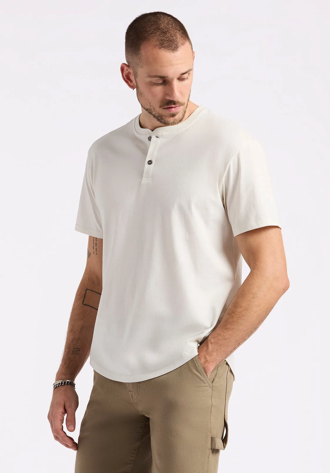 Kamel Men's Short-Sleeve Jersey Henley Top, Milk - BM24602 sold by Buffalo David Bitton product image thumbnail 2