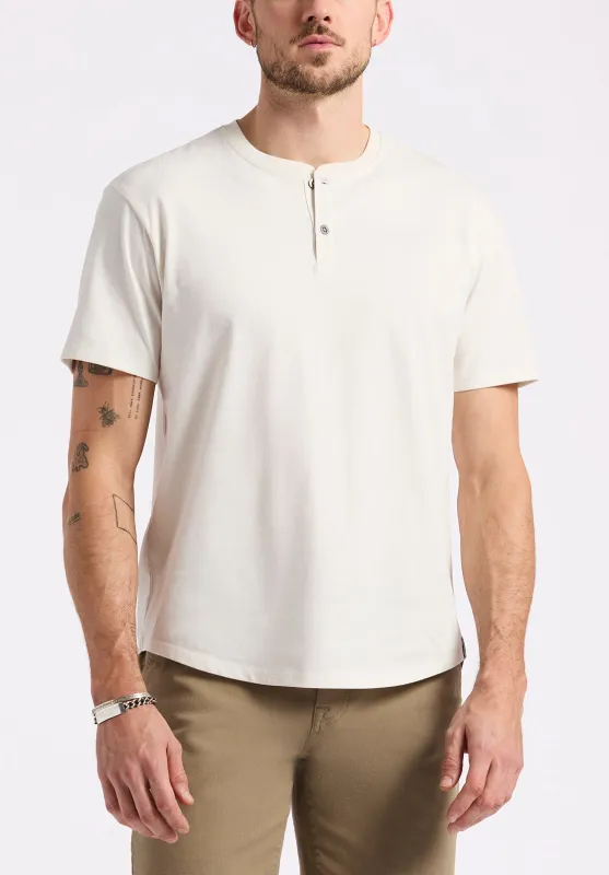 Kamel Men's Short-Sleeve Jersey Henley Top, Milk - BM24602 made by Buffalo David Bitton