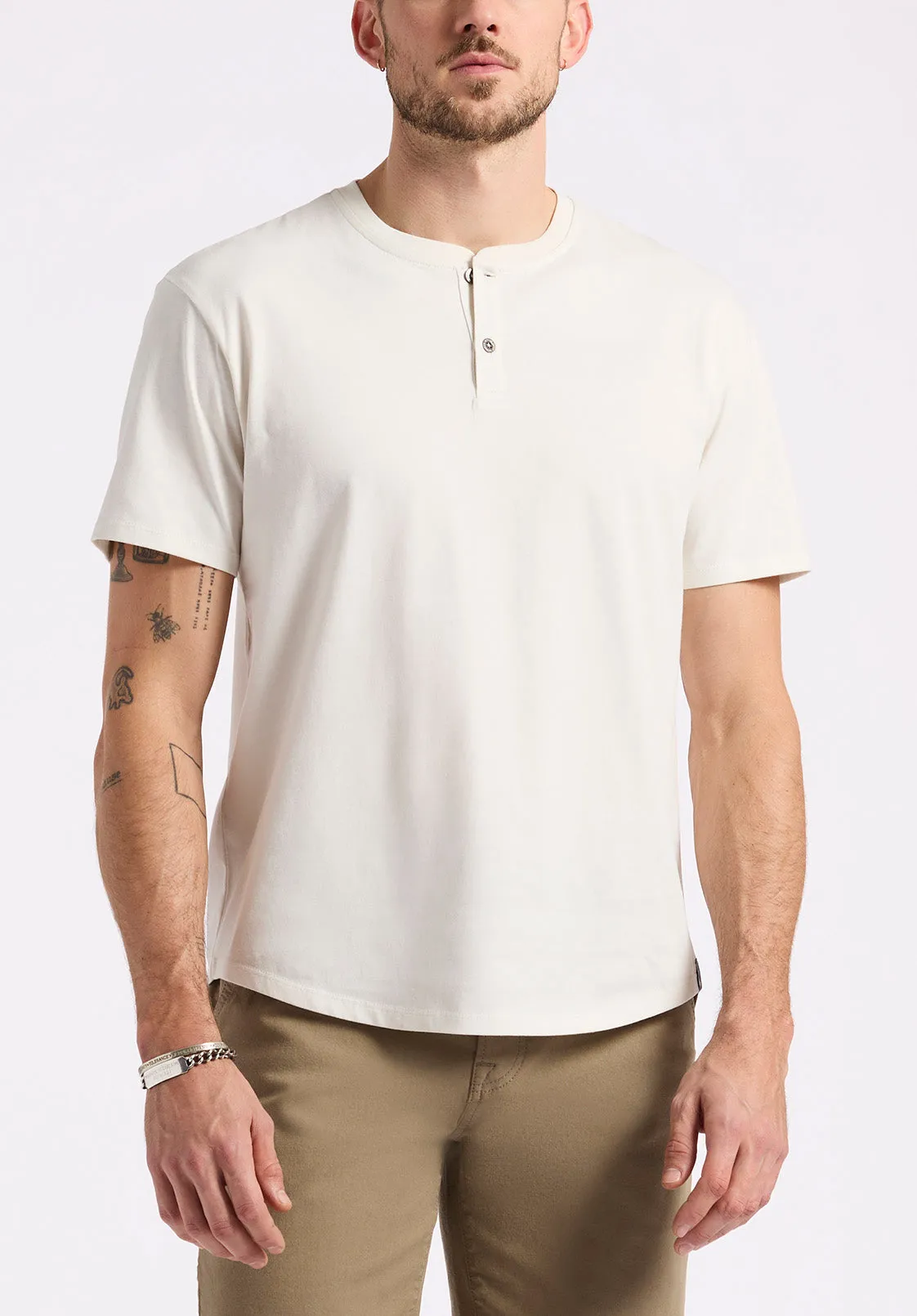 Kamel Men's Short-Sleeve Jersey Henley Top, Milk - BM24602 sold by Buffalo David Bitton