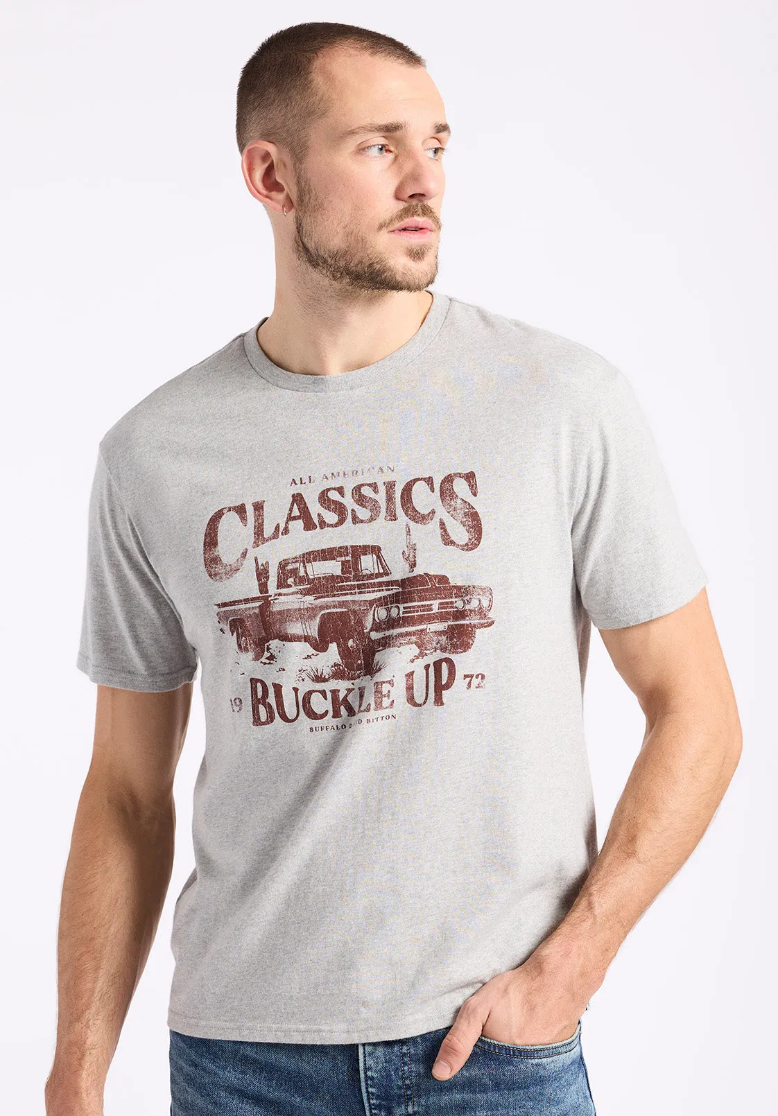Trige Men's Graphic T-Shirt with Pickup Truck Print, Heather Grey - BM24631 sold by Buffalo David Bitton product image thumbnail 2