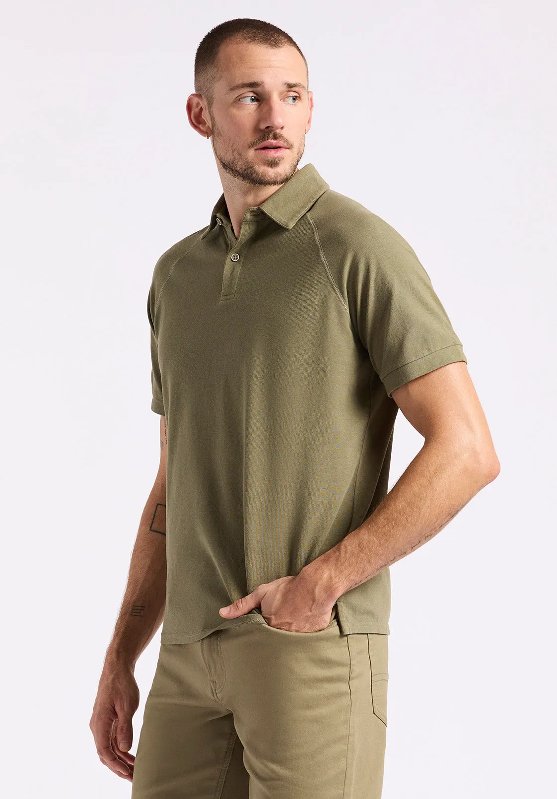 Kindell Men's Short-Sleeve Pique Polo, Army Green - BM24608 sold by Buffalo David Bitton product image thumbnail 2