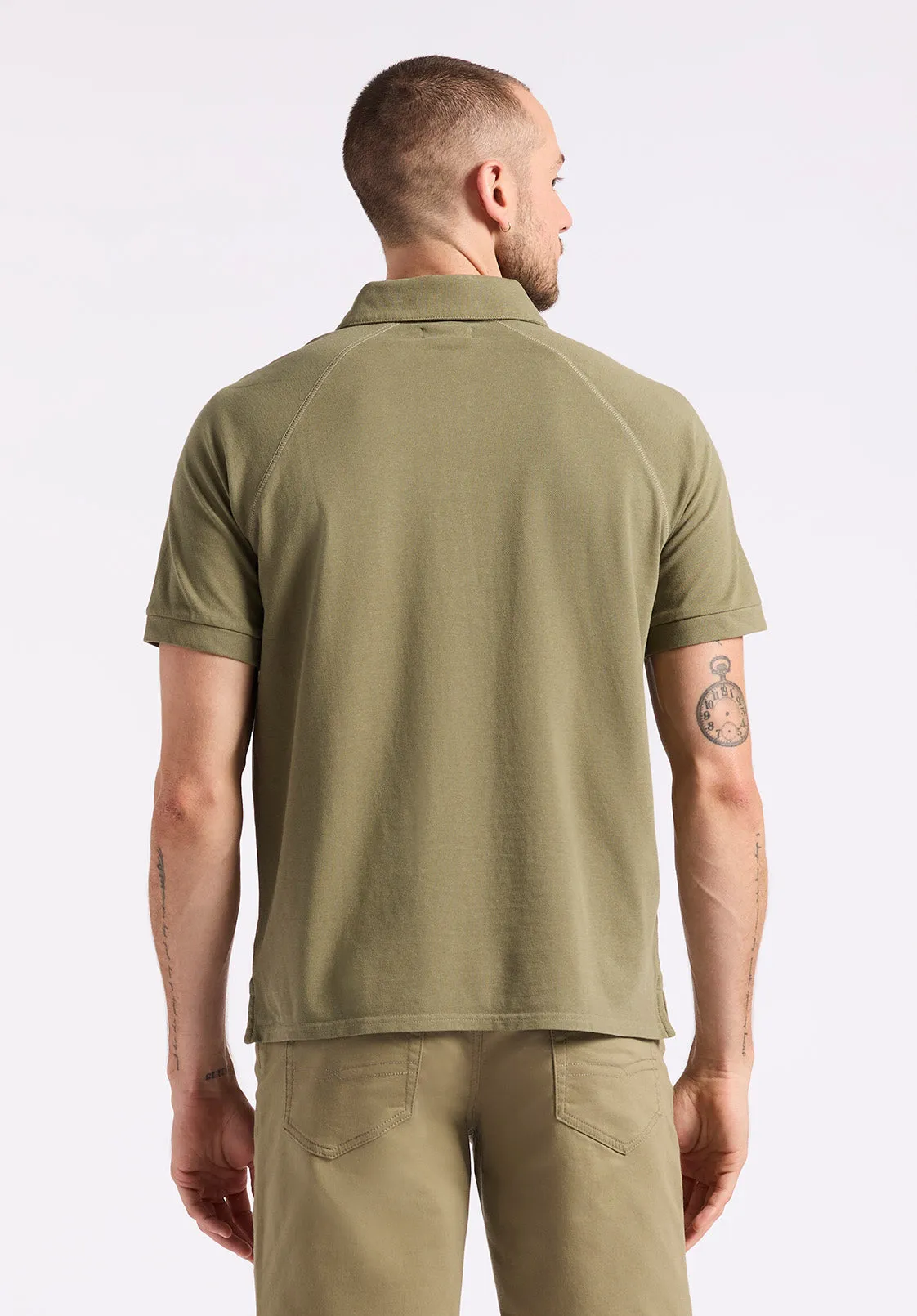 Kindell Men's Short-Sleeve Pique Polo, Army Green - BM24608 sold by Buffalo David Bitton product image thumbnail 3