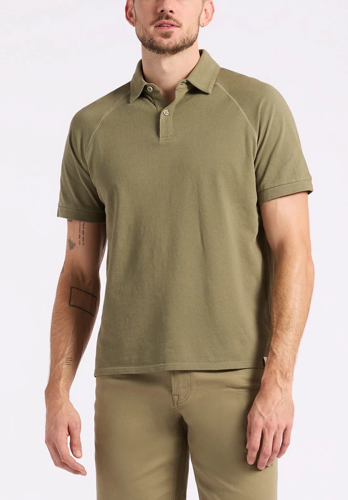Kindell Men's Short-Sleeve Pique Polo, Army Green - BM24608 sold by Buffalo David Bitton