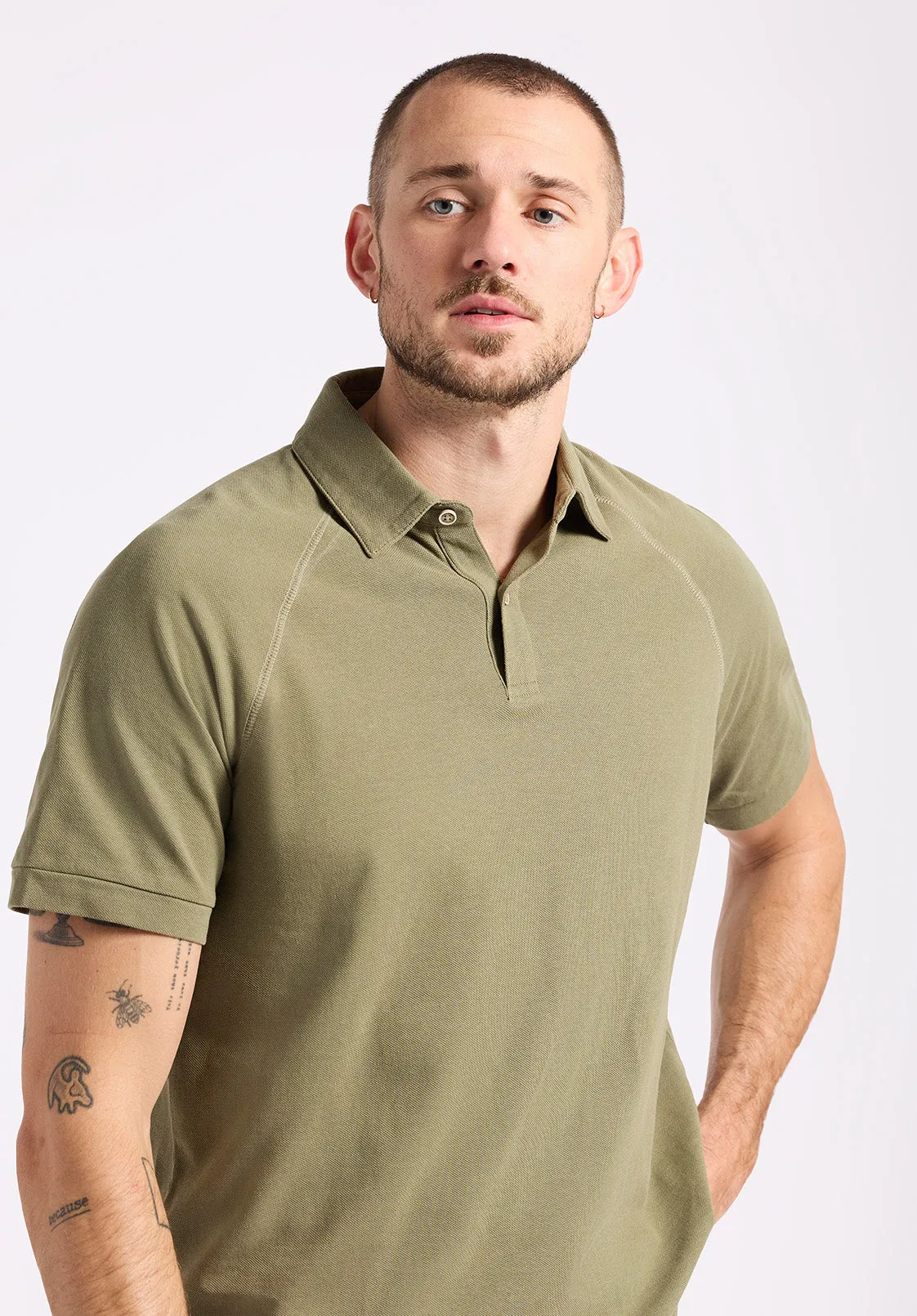 Kindell Men's Short-Sleeve Pique Polo, Army Green - BM24608 sold by Buffalo David Bitton product image thumbnail 5