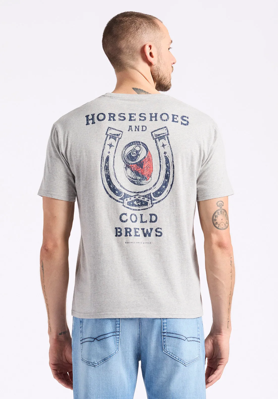 Tastrup Men's Graphic T-Shirt with Horseshoes Print, Heather Grey - BM24637 sold by Buffalo David Bitton product image thumbnail 4