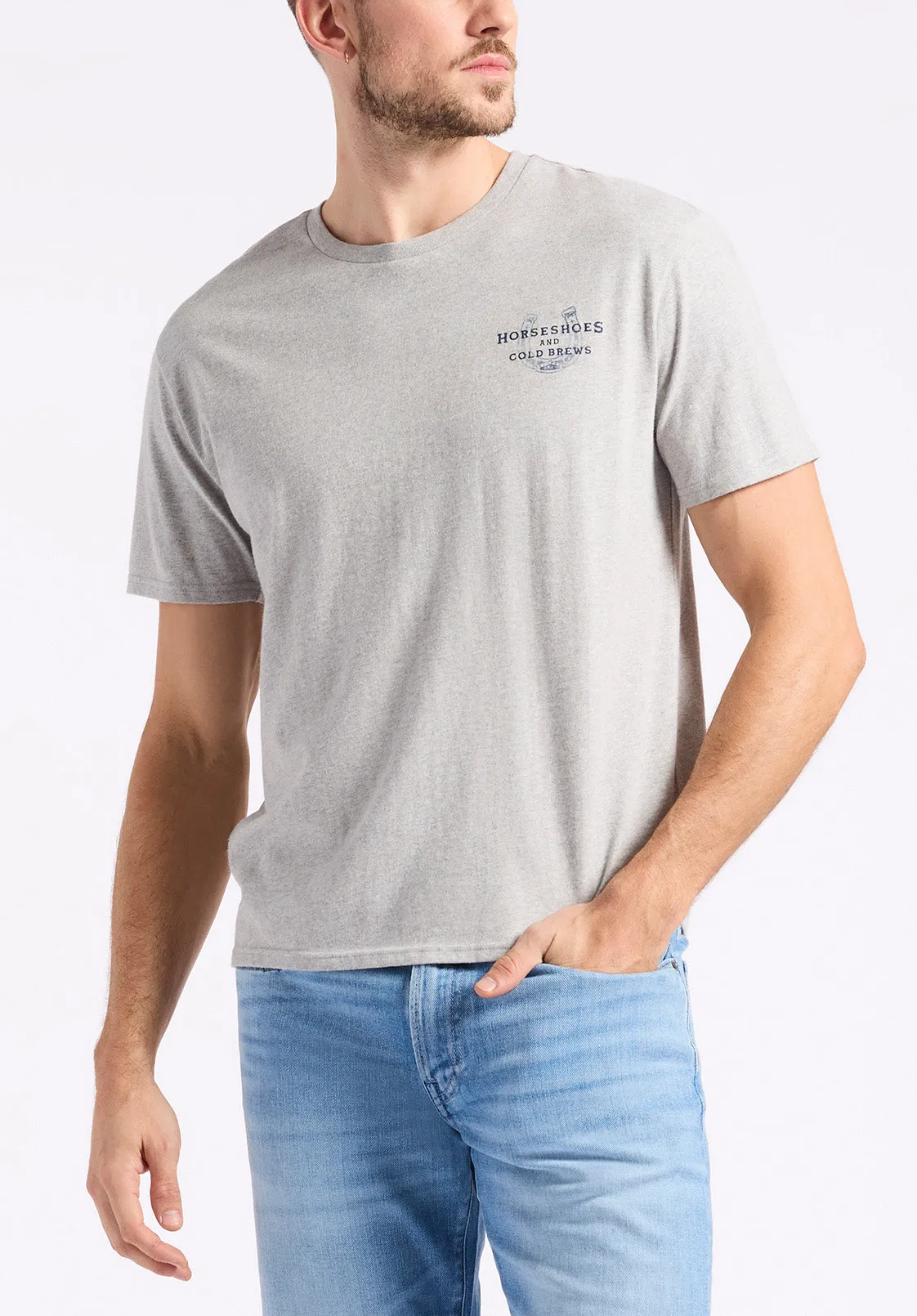 Tastrup Men's Graphic T-Shirt with Horseshoes Print, Heather Grey - BM24637 sold by Buffalo David Bitton