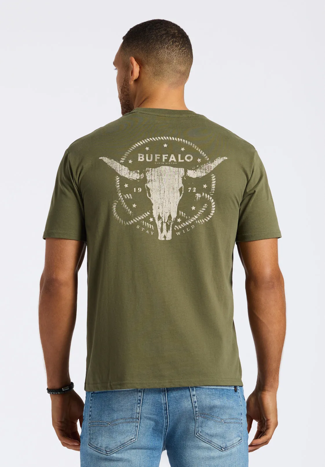 Toftlund Men's Graphic T-Shirt with Bull Skull Print, Fern - BM24635 sold by Buffalo David Bitton product image thumbnail 3