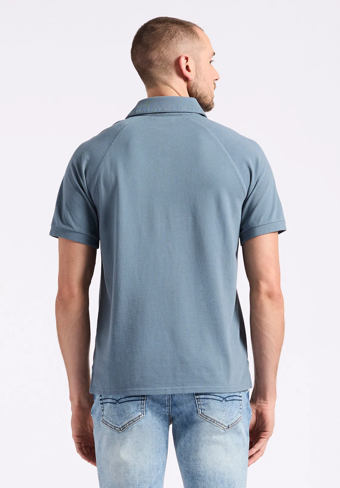 Kindell Men's Short-Sleeve Pique Polo, Mirage Blue - BM24608 sold by Buffalo David Bitton product image thumbnail 3