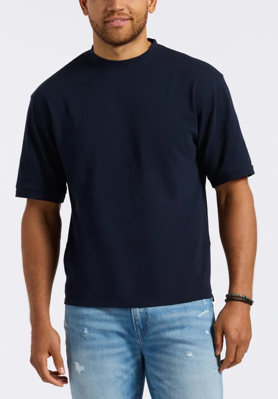 Kinsley Men's Piqué Crew Neck Relaxed T-Shirt, Midnight Blue - BM24609 made by Buffalo David Bitton