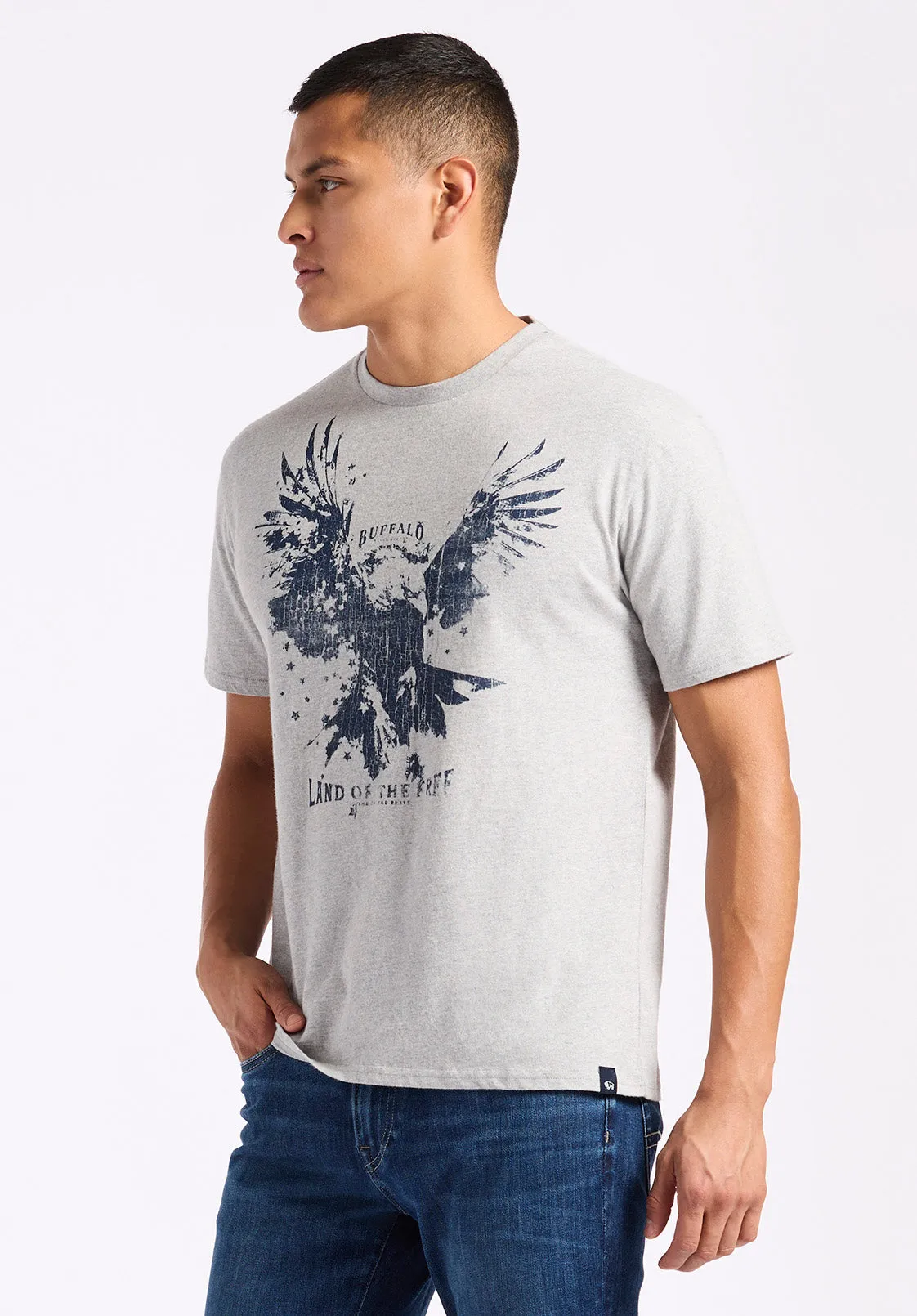 Teagle Men's Graphic T-Shirt with Eagle Print, Heather Grey - BM24647 sold by Buffalo David Bitton product image thumbnail 2