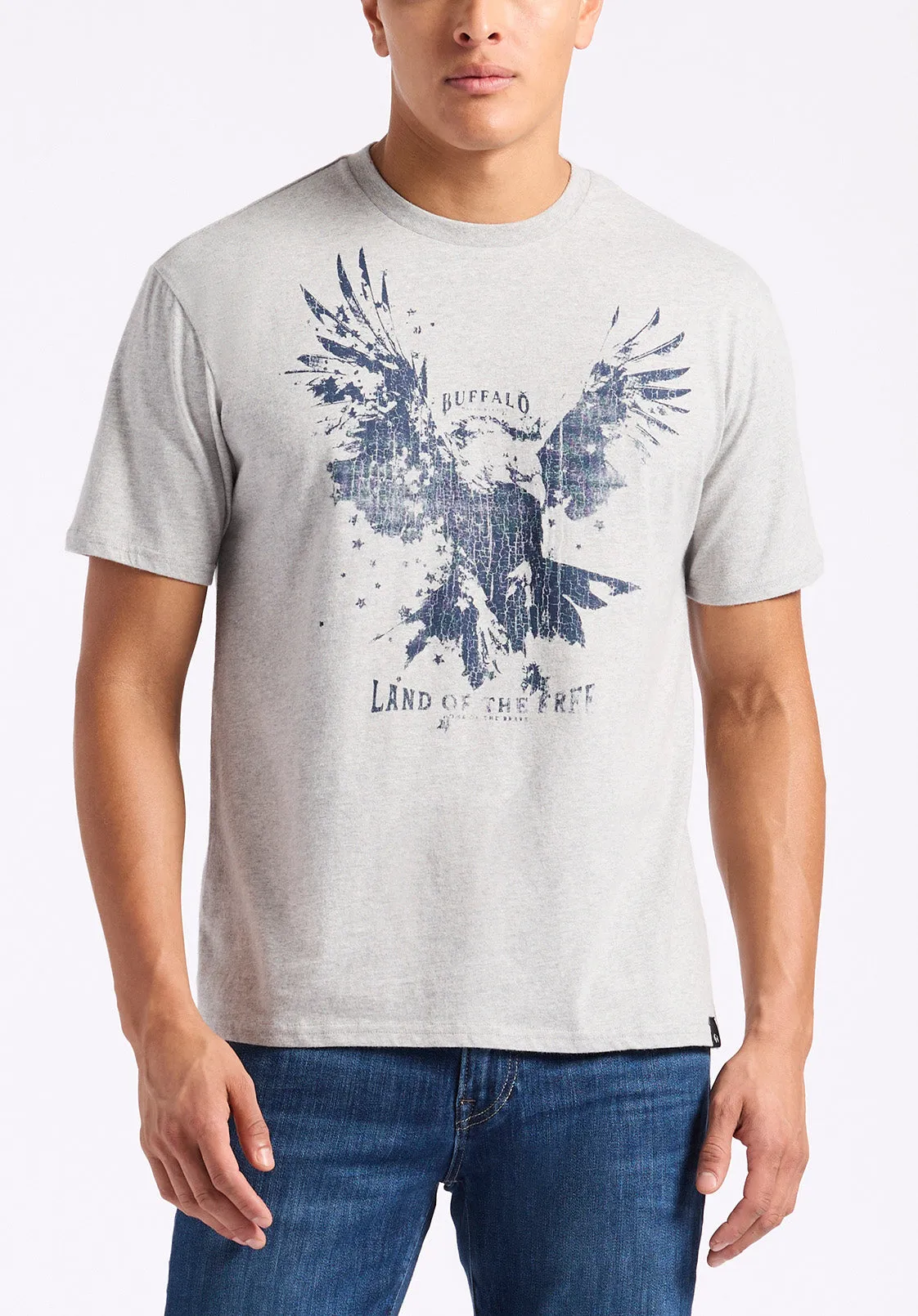 Teagle Men's Graphic T-Shirt with Eagle Print, Heather Grey - BM24647 sold by Buffalo David Bitton