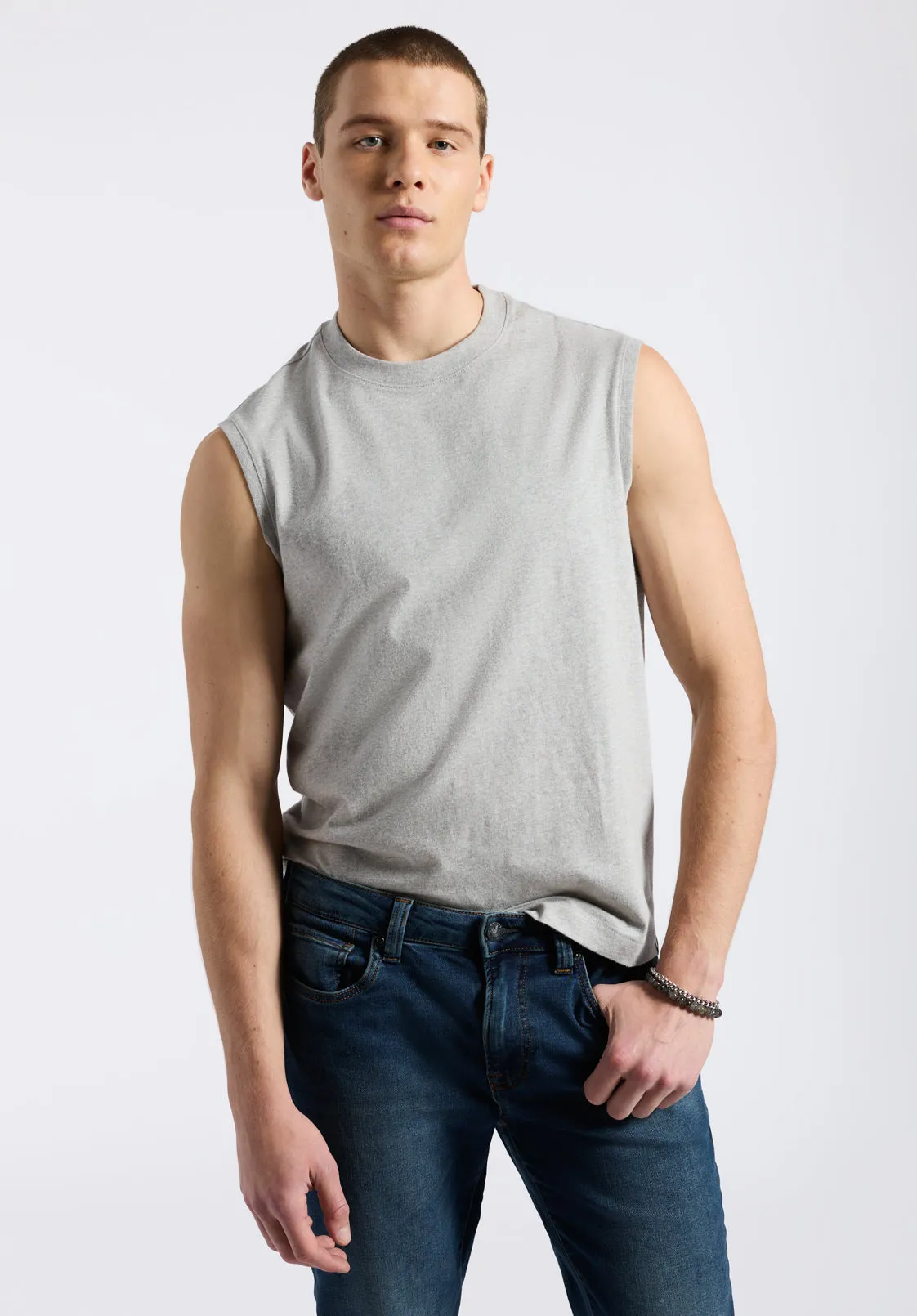 Kingster Men's Relaxed Fit Jersey Tank Top, Heather Grey - BM24601 sold by Buffalo David Bitton product image thumbnail 2