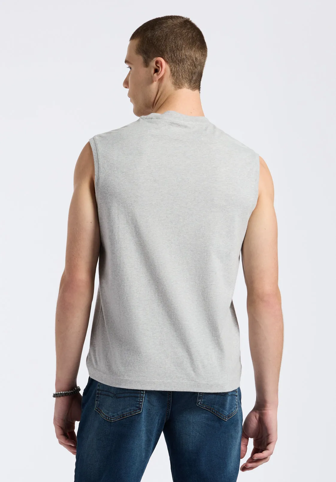 Kingster Men's Relaxed Fit Jersey Tank Top, Heather Grey - BM24601 sold by Buffalo David Bitton product image thumbnail 4