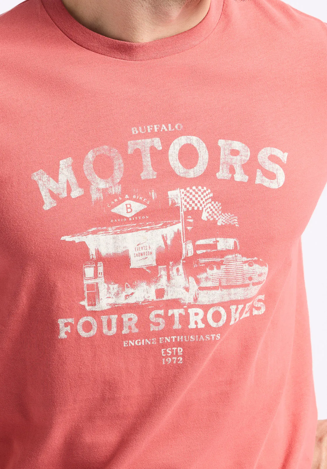 Trokes Men's Graphic T-Shirt with Motors Print, Mineral Red - BM24638 sold by Buffalo David Bitton product image thumbnail 5