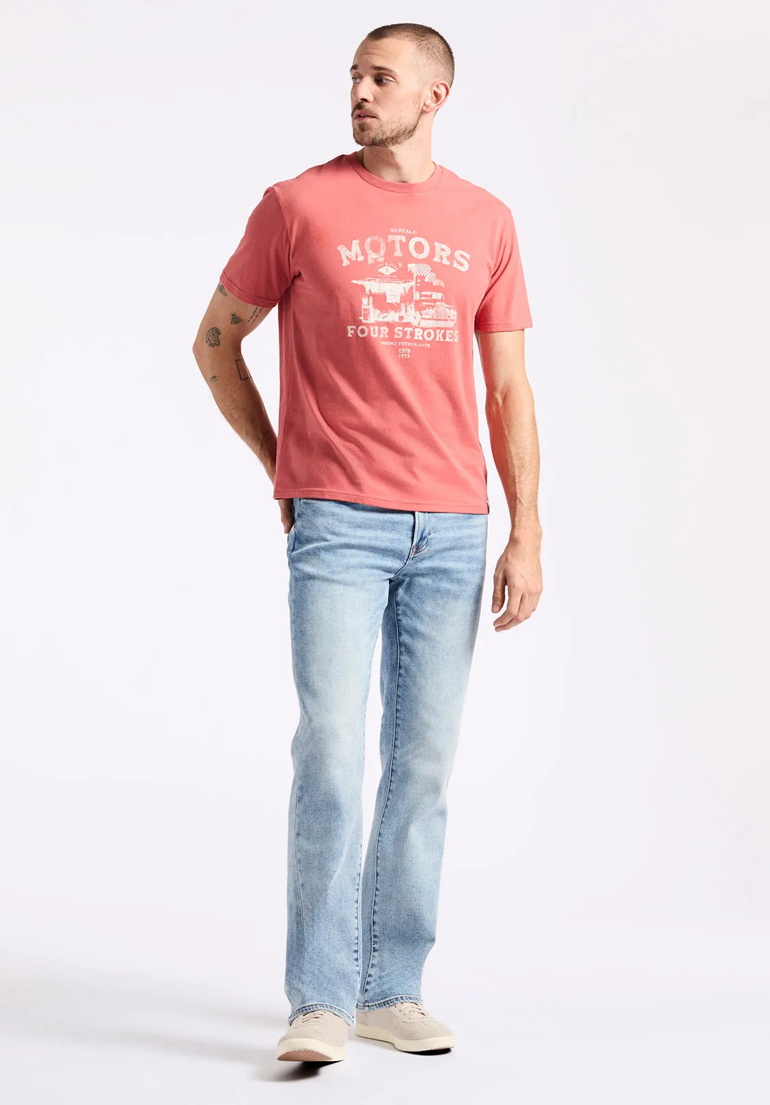 Trokes Men's Graphic T-Shirt with Motors Print, Mineral Red - BM24638 sold by Buffalo David Bitton product image thumbnail 4