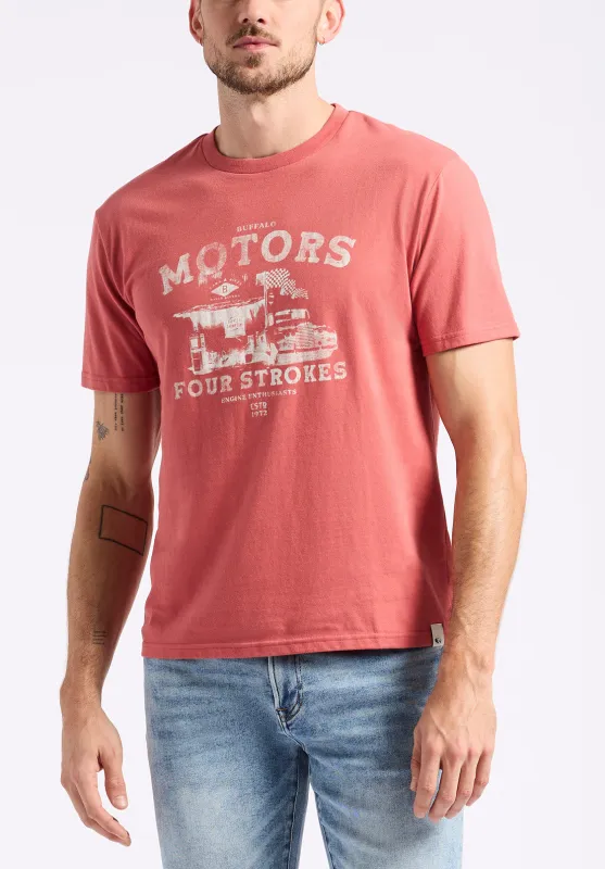 Trokes Men's Graphic T-Shirt with Motors Print, Mineral Red - BM24638 sold by Buffalo David Bitton
