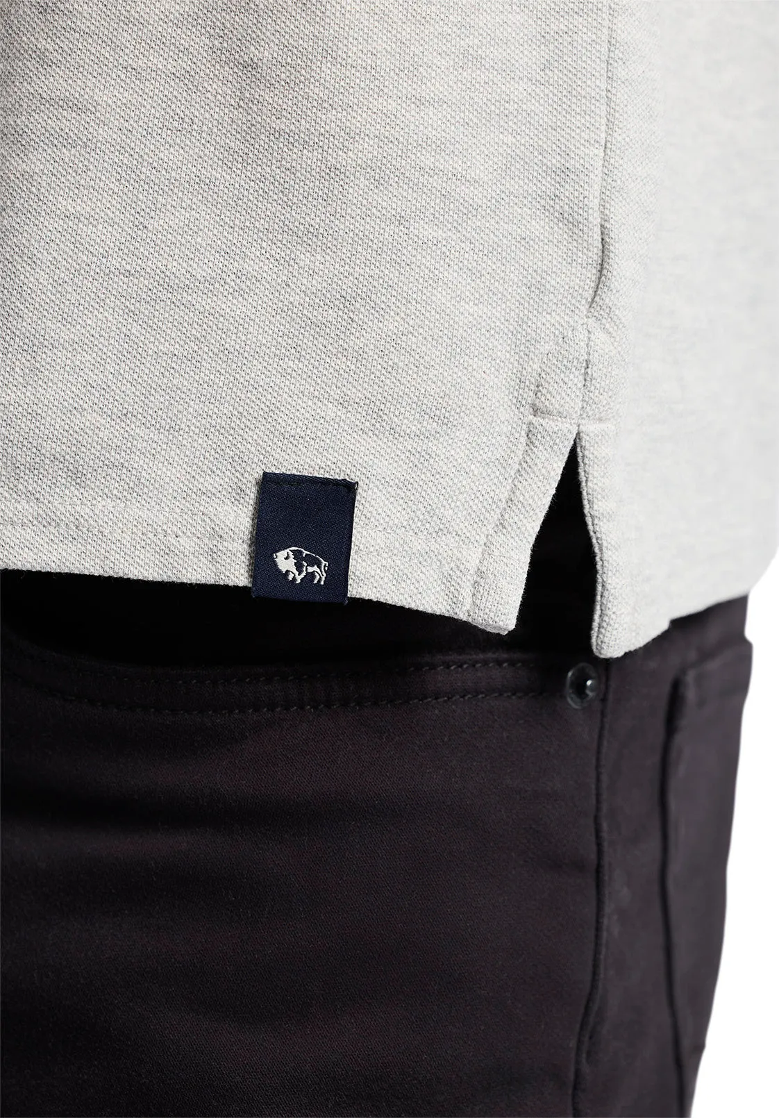 Kindell Men's Short-Sleeve Pique Polo, Heather Grey - BM24608 sold by Buffalo David Bitton product image thumbnail 5