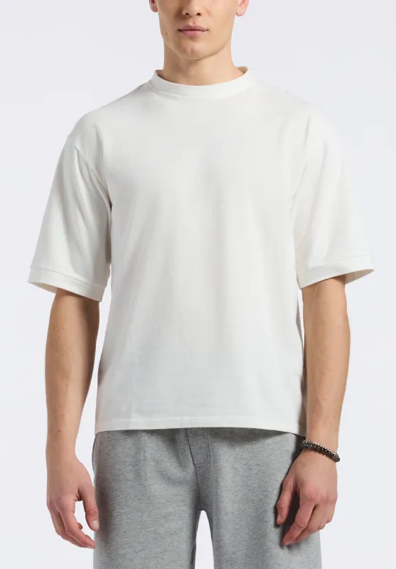 Kinsley Men's Piqué Crew Neck Relaxed T-Shirt, Milk - BM24609 made by Buffalo David Bitton