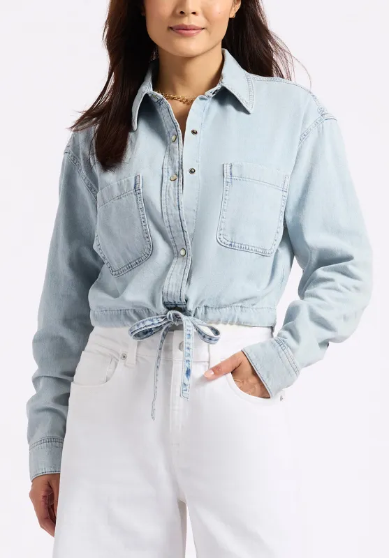 Serena Women's Long-Sleeve Cropped Denim Shirt, Bleached Down Blue - BL16021 sold by Buffalo David Bitton