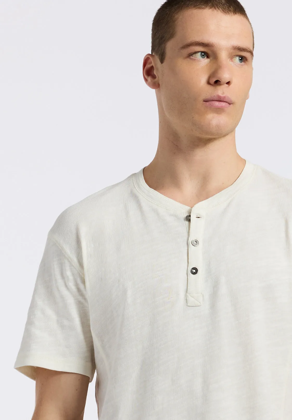 Kandido Men's Short Sleeve Henley, Milk - BM24605 sold by Buffalo David Bitton product image thumbnail 2