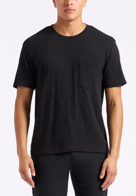 Kander Men's Slub Knit Crew Neck Pocket T-Shirt, Black - BM24606 sold by Buffalo David Bitton