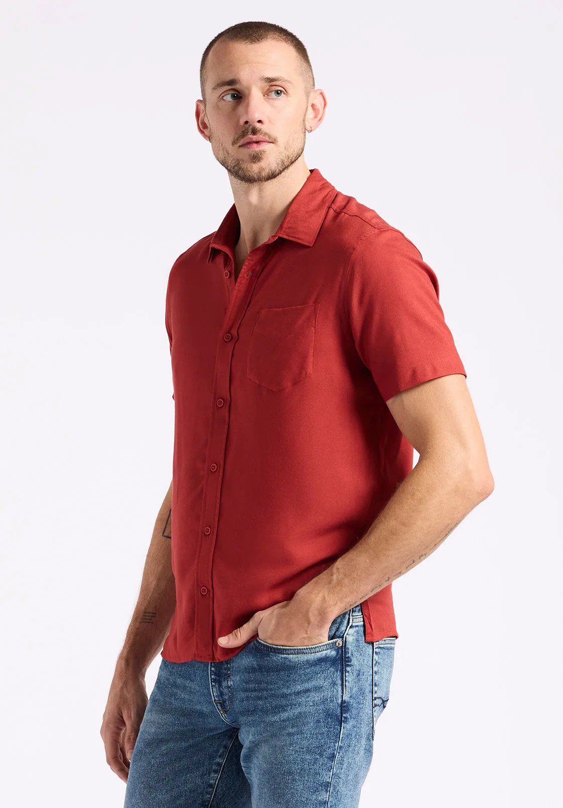 Sirilo Men's Short Sleeve Shirt, Baked Apple Red - BM24594 sold by Buffalo David Bitton product image thumbnail 3