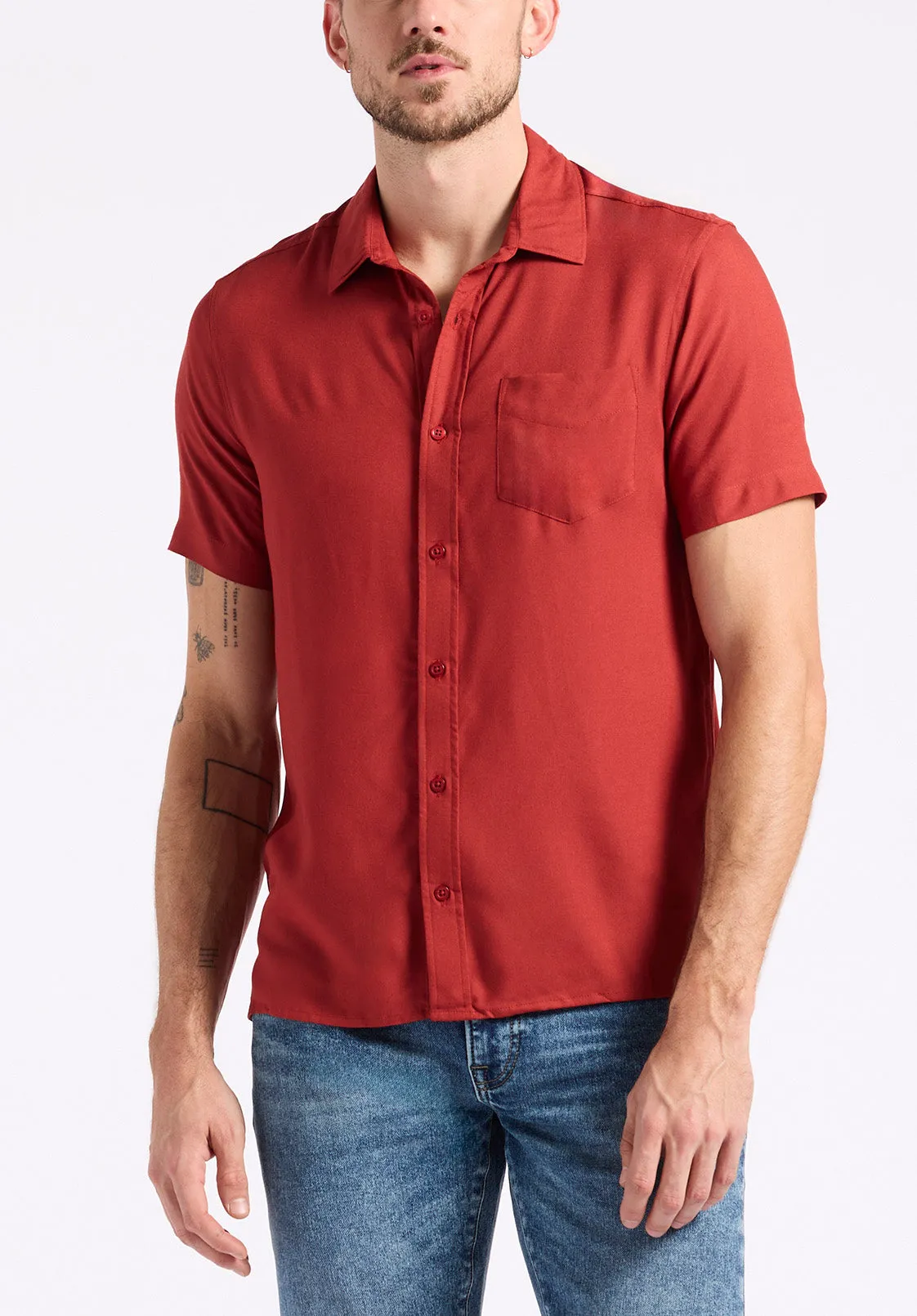 Sirilo Men's Short Sleeve Shirt, Baked Apple Red - BM24594 sold by Buffalo David Bitton