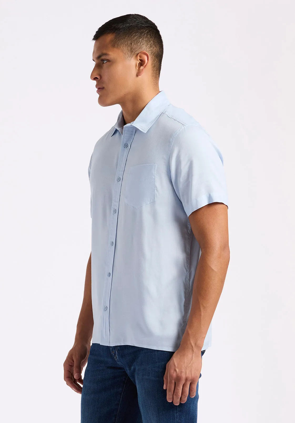 Sirilo Men's Fitted Short Sleeve Shirt, Halogen Blue - BM24594 sold by Buffalo David Bitton product image thumbnail 3